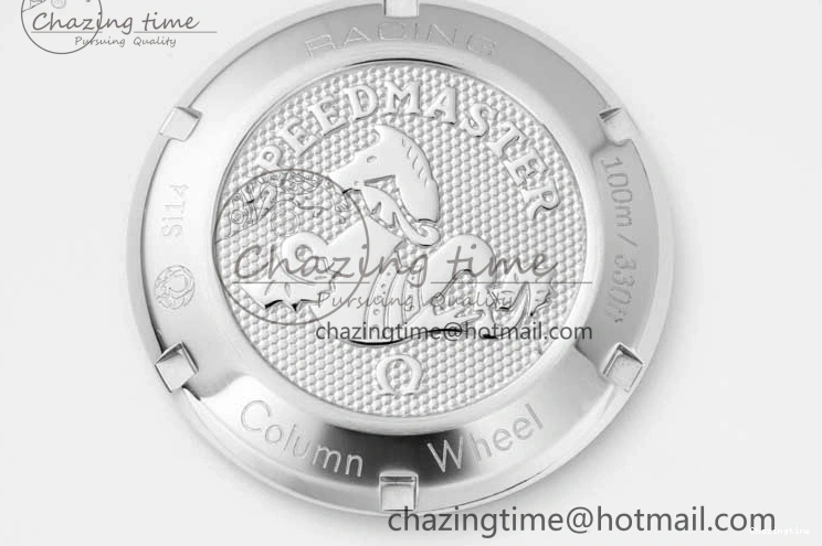 0111 Breathable Speedmaster Racing Master SS HKF Best Edition White Dial on Black Rubber Strap A 7815